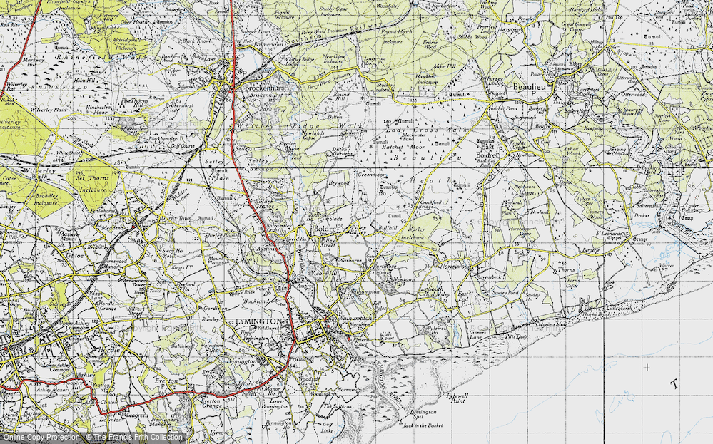 Old Map of Bull Hill, 1945 in 1945