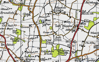 Old map of Bull's Green in 1946
