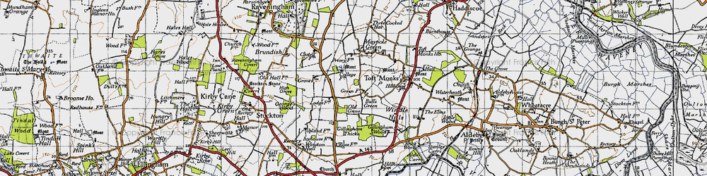 Old map of Bull's Green in 1946