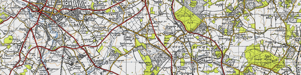 Old map of Bullen's Green in 1946