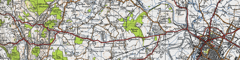 Old map of Bulley in 1947