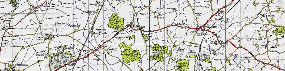 Old map of Bullington in 1946