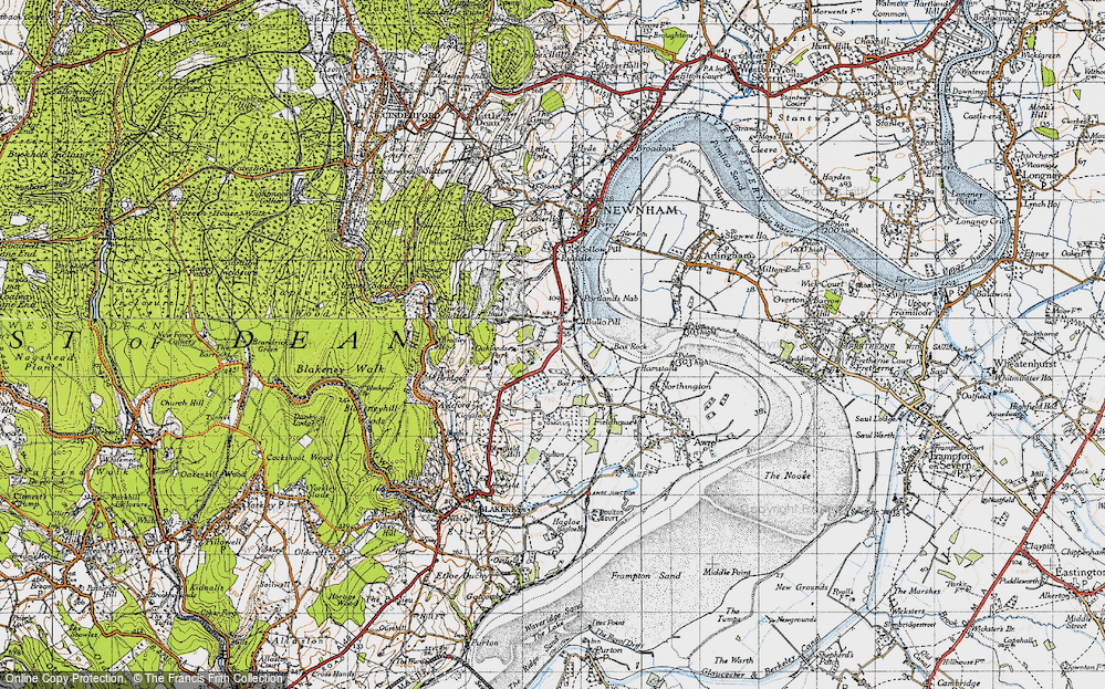 Old Map of Historic Map covering Bullo Pill in 1946