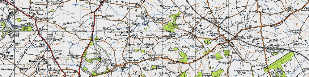 Old map of Bullock's Horn in 1947