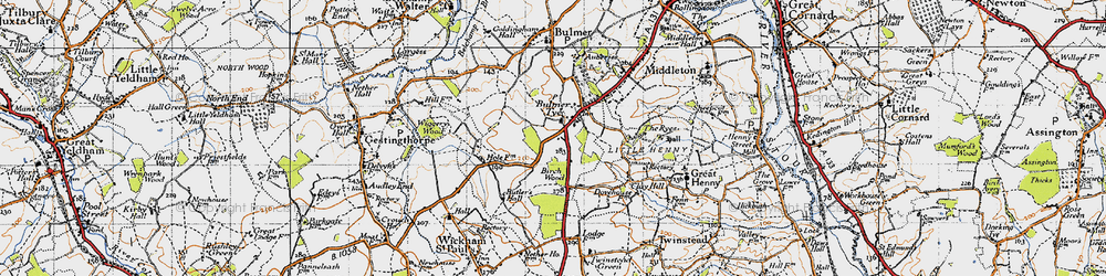 Old map of Bulmer Tye in 1946