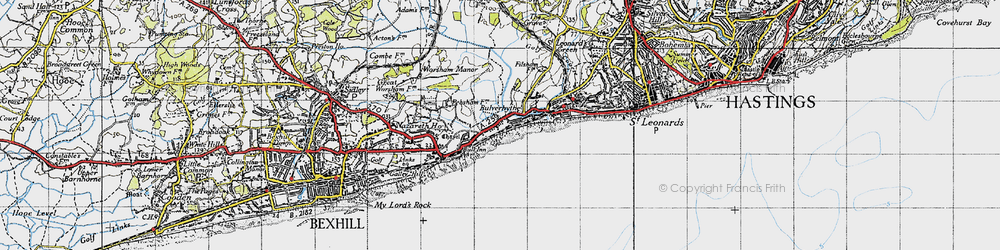 Old map of Bulverhythe in 1940