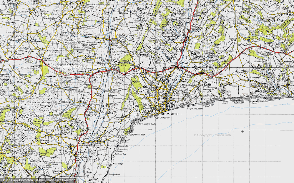 Old Map of Historic Map covering Wheat Hill in 1946