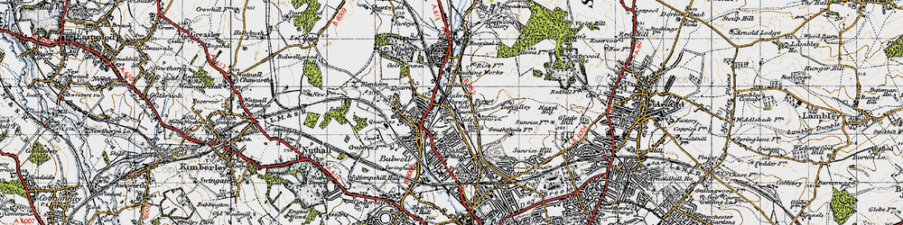 Old map of Bulwell Forest in 1946