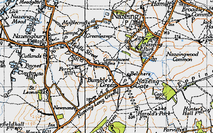 Old map of Bumble's Green in 1946
