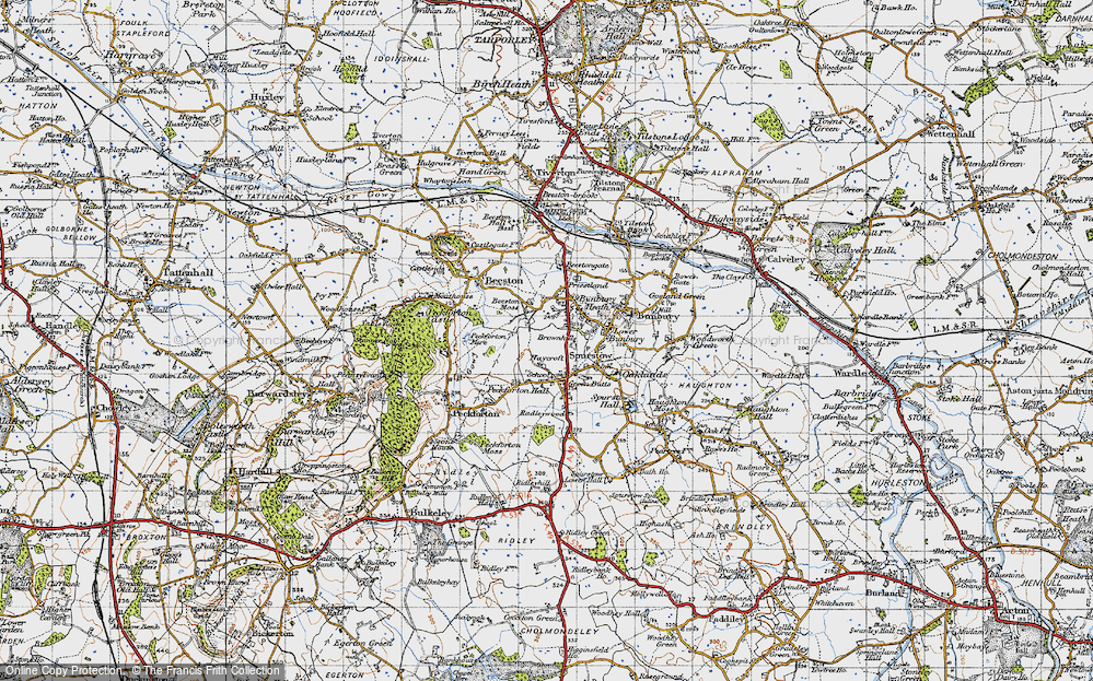 Old Map of Historic Map covering Beeston Moss in 1947