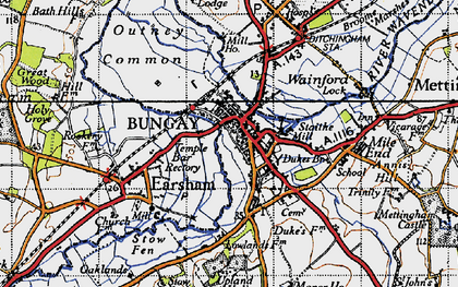 Old map of Bungay in 1946