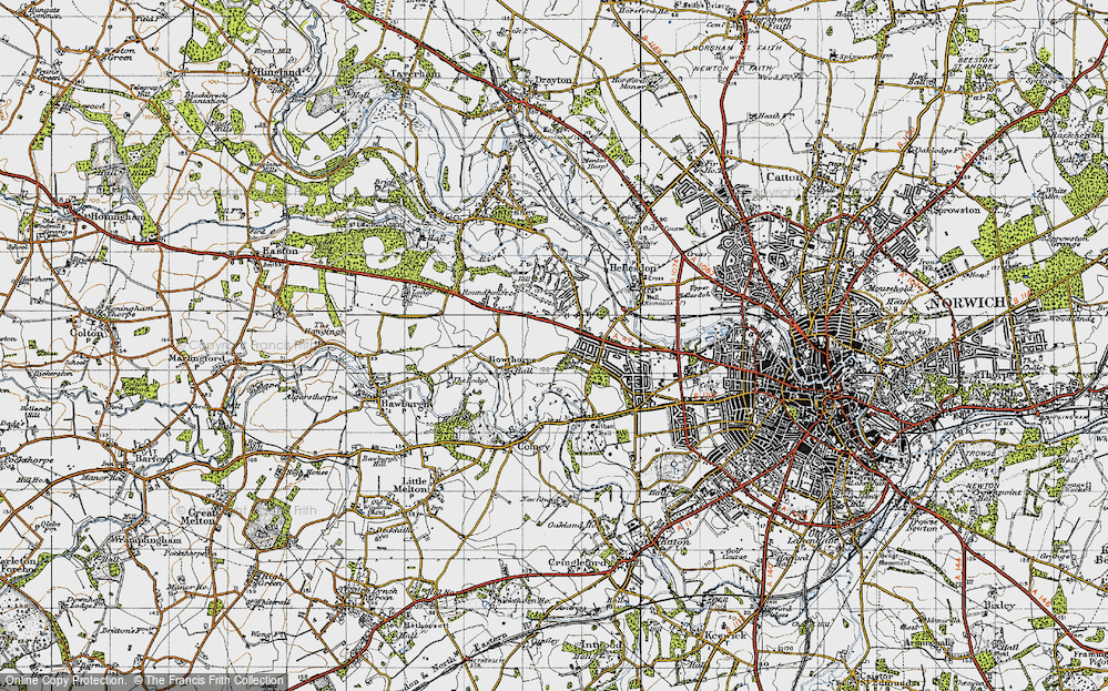 Old Map of Bunker's Hill, 1945 in 1945