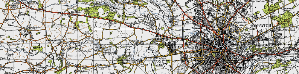 Old map of Bunker's Hill in 1945