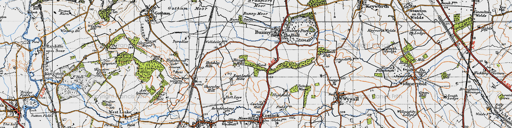 Old map of Costock Hill in 1946