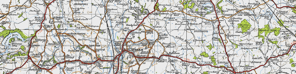 Old map of Buerton Moss in 1947
