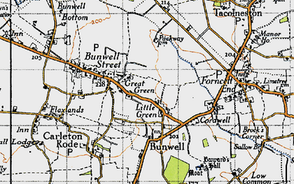 Old map of Bunwell in 1946