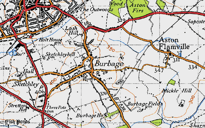 Old map of Burbage in 1946