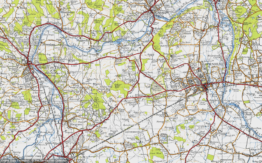 Old Map of Burchett's Green, 1947 in 1947