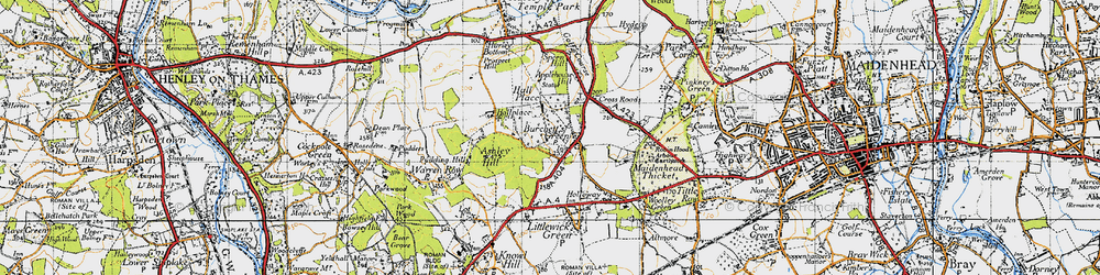 Old map of Burchett's Green in 1947