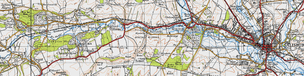 Old map of Burcombe in 1940