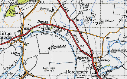 Old map of Burcot in 1947