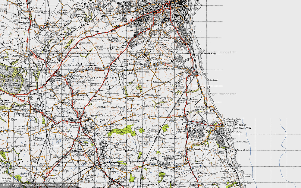 Old Map of Burdon, 1947 in 1947