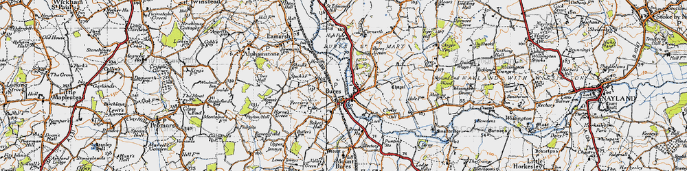 Old map of Bures in 1946