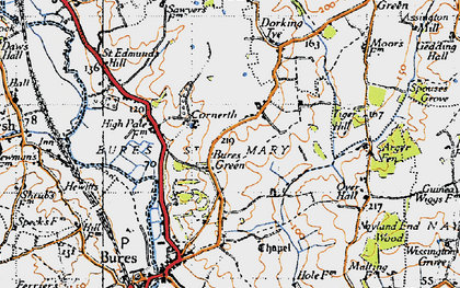 Old map of Bures Green in 1946