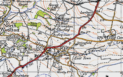 Old map of Burford Cross in 1946