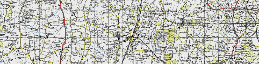 Old map of Burgess Hill in 1940