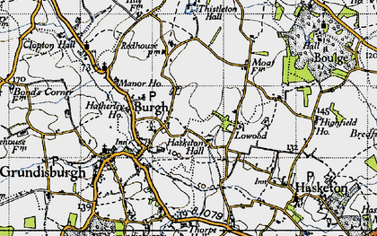 Old map of Burgh in 1946