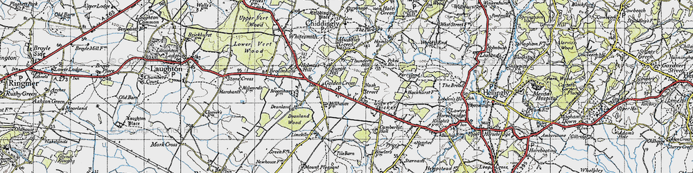 Old map of Burgh Hill in 1940