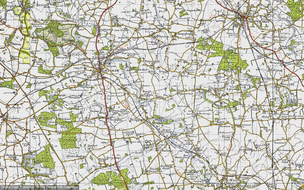 Old Map of Burgh next Aylsham, 1945 in 1945