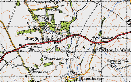 Old map of Burgh on Bain in 1946