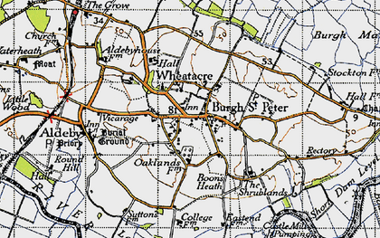 Old map of Burgh Marshes in 1946