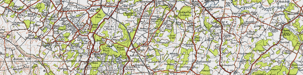 Old map of Burghclere in 1945