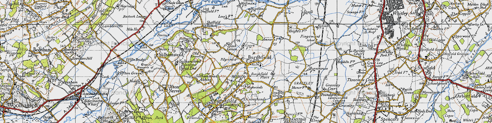 Old map of Burghfield in 1945