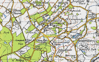 Old map of Burghfield Common in 1945