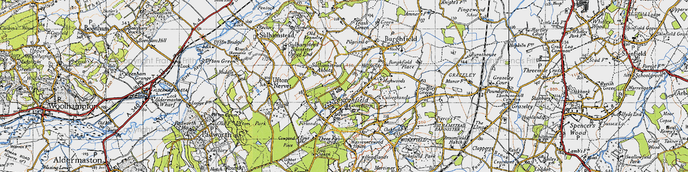 Old map of Burghfield Hill in 1945