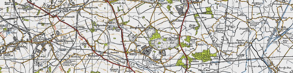 Old map of Burghwallis Grange in 1947