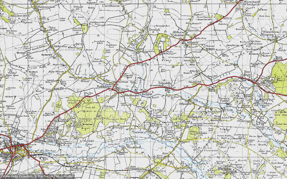 Old Map of Burleston, 1945 in 1945