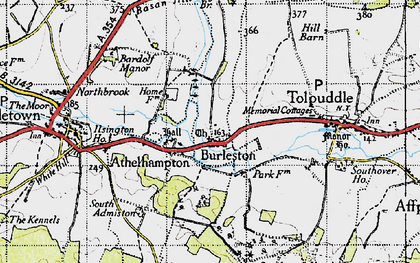 Old map of Burleston in 1945