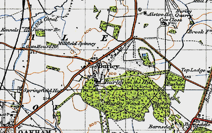 Old map of Burley on the Hill in 1946