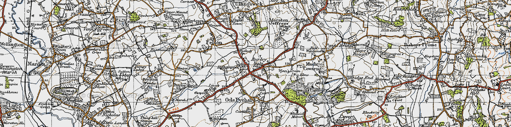 Old map of Burley Gate in 1947