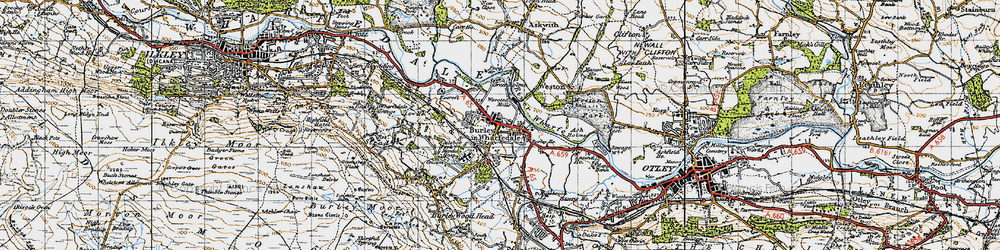 Old map of Burley in Wharfedale in 1947