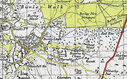 Old map of Burley Outer Rails Inclosure in 1940