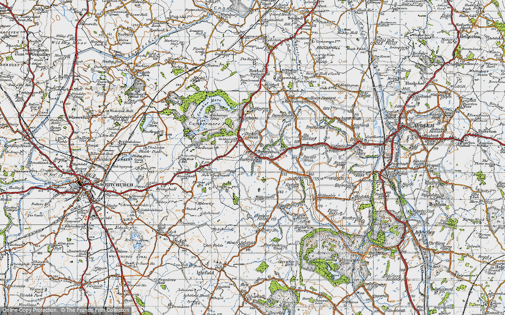 Old Map of Burleydam, 1947 in 1947