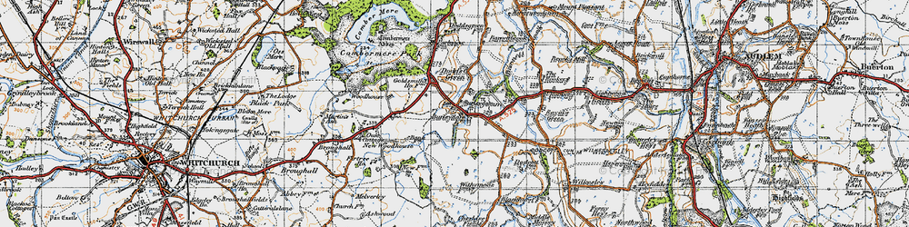 Old map of Burleydam in 1947