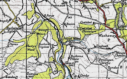 Old map of Burlorne Tregoose in 1946