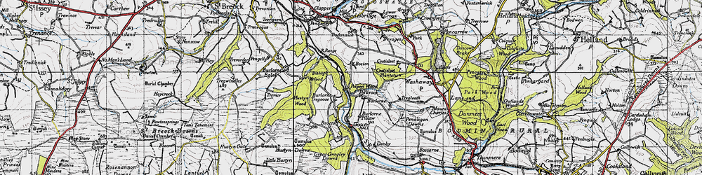 Old map of Burlorne Tregoose in 1946
